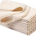 Cloth Napkins 12 Pack   Flax Cotton Washable and Reusable Table Dinner Napkins with Lace for Hotel,Weddings,Spring Easter Basket Decor| Highly Absorbent Cloth Napkins|Natural 12x12 in