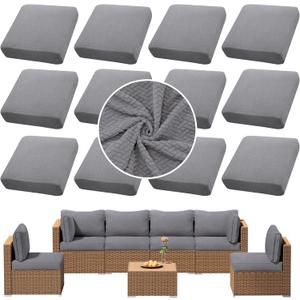 Outdoor Cushion Covers Set,12PCS Patio Furniture Couch Seat Slipcovers, Replacement for Sofa Sectional Chair(Cover，Only)