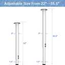 Adjustable Table Legs, Metal Adjustable Height Desk Legs, Adjustable Furniture Legs for Table Computer Desk Dining Table Office Desk(White) (2 pcs 22" -35.5")