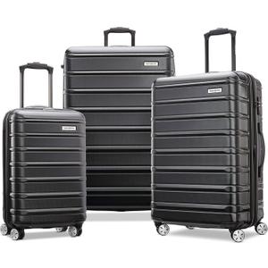 Samsonite Omni 2 Hardside 3 Piece Set - Includes Global Carry-On, Medium, & Large Checked Suitcases - 360 Dual Spinner Wheels - Integrated TSA Lock & Expansion - Midnight Black