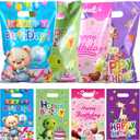 QOIUSO 50 Pcs Birthday Party Favor Bags for Boys & Girls: Lovely Happy Birthday Goodie Bags with Handles for Return Gift Wrapping, Packaging Candy Treat Toys and Party Favors (6.5 x 9.8 Inches)
