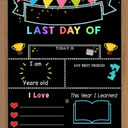 Last Day of School Chalk Board,10 x 12‘’ Double Sided Back to School Sign, Reusable Wooden 1st Day School Chalkboard of Preschool/Kindergarten/First Grade Photo Props for Kids (Bunting Style)