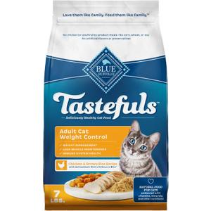 Blue Buffalo Tastefuls Natural Food for Adult Cats, Weight Control, 7-lb. Bag (7 Pound (Pack of 1)), Exp: 03/2026
