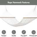 ANOW Outdoor Rope Hammock with Spreader Bars, Heavy Duty Hammock with Pad for Outdoors Indoors, 450 LBS Weight Capacity, Gray
