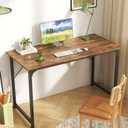 Huuger Computer Desk, 40 Inch Office Desk, Gaming Desk with Storage, Writing Desk Work Desk for Home Office, Study, Modern Simple Desk, Large Legroom, Metal Frame, Rustic Brown