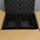 Storage Bins Baskets for Organizing with Lids, Storage Baskets for Shelves Stackable Woven Basket, Gift Small Basket Storage Cubes, Decorative Wicker Basket with Built-in Handles (5 Pack, Black)