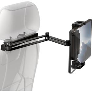 ZIRKA Car Headrest Tablet and Phone Holder  Adjustable Back Seat Mount for iPad, iPhone, Samsung  Heavy Duty Aluminium arm, 360 Rotation, for Kids, Travel, Road Trips, Fits 619 Devices