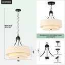 VESPERIX 18" Linen Drum Chandelier, 4-Light Modern Farmhouse Ceiling Light Fixture,2-Layer Fabric Shade with Acrylic Diffuser, Adjustable Hanging Light for Dining Room, Kitchen, Bedroom