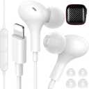 iMangoo for Apple MFi-Certified Headphones for Lightning Wired Earbuds Magnetic Ear Buds with HiFi Bass,3 Ear Tips Mic Corded Earphones for Gym, Commuting for iPhone 14 Plus 13 12 11 Pro Max White