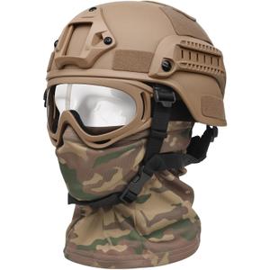 Airsoft Helmet, Black Tactical Helmet with Airsoft Accessories, Tactical Airsoft Gear (A/MICH-MCTAN)