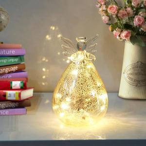 XINIYUGGR Lighted Angel Statue Night Light - LED Light Glass Statue Table Lamp Home Decor Christmas Decorations