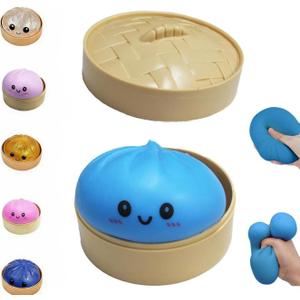 Dumpling Squishies,Glitter Dumpling, Glitter Squishy with Box,Easter Basket Stuffers(Blue)
