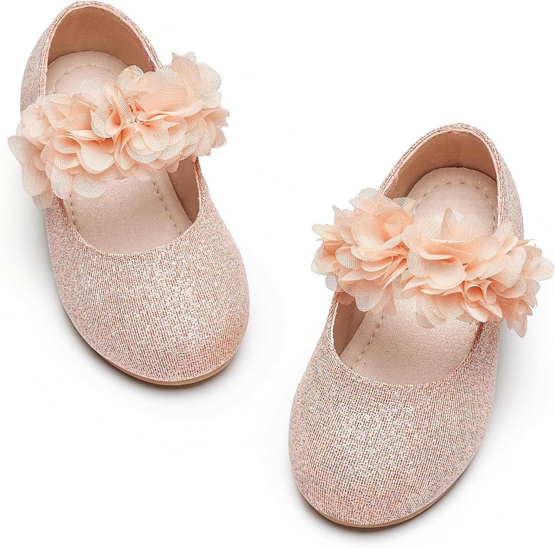 Kiderence Toddler Girls Dress Shoes Little Kids Mary Janes Pink Ballet Flats Toddler 12