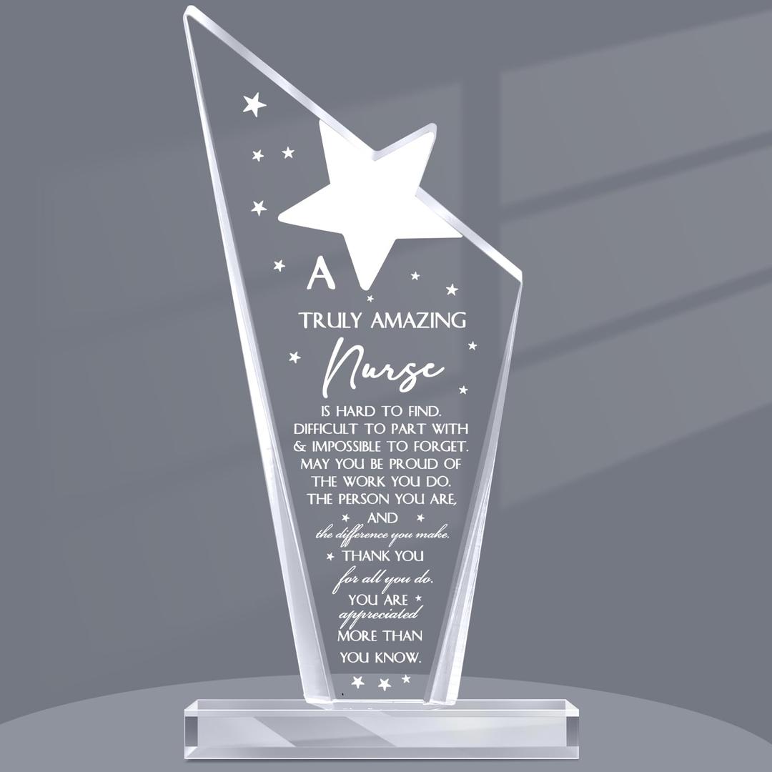 Kathfly Nurse Appreciation Gift Truly Floral Sign Nursing Assistants Cna Week Thank You Gift for Women Teacher Acrylic Table Centerpieces, Keepsake(Star)