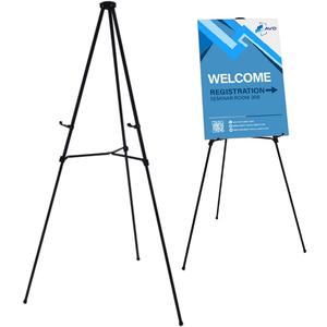 Audio-Visual Direct Lightweight Aluminum Telescoping Display Easel, 70 Inches, Black