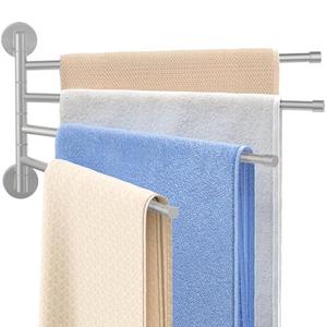 Swivel Towel Rack, 17in Wall Mount Folding 4-Arm Swing Out Towel Bar Hand Towel Bars Stainless Steel Towel Hanger for Bathroom Laundry,Brushed Nickel