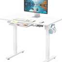 SHW 40-Inch Electric Height Adjustable Standing Desk with Drawer, Memory Preset and Cable Management Tray, White