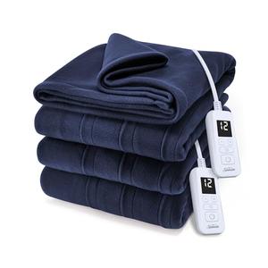 Sunbeam Royal Ultra Fleece Heated Electric Blanket Queen Size, 62" x 84", 12 Heat Settings, 12-Hour Selectable Auto Shut-Off, Fast Heating, Machine Washable, Warm and Cozy, Indigo