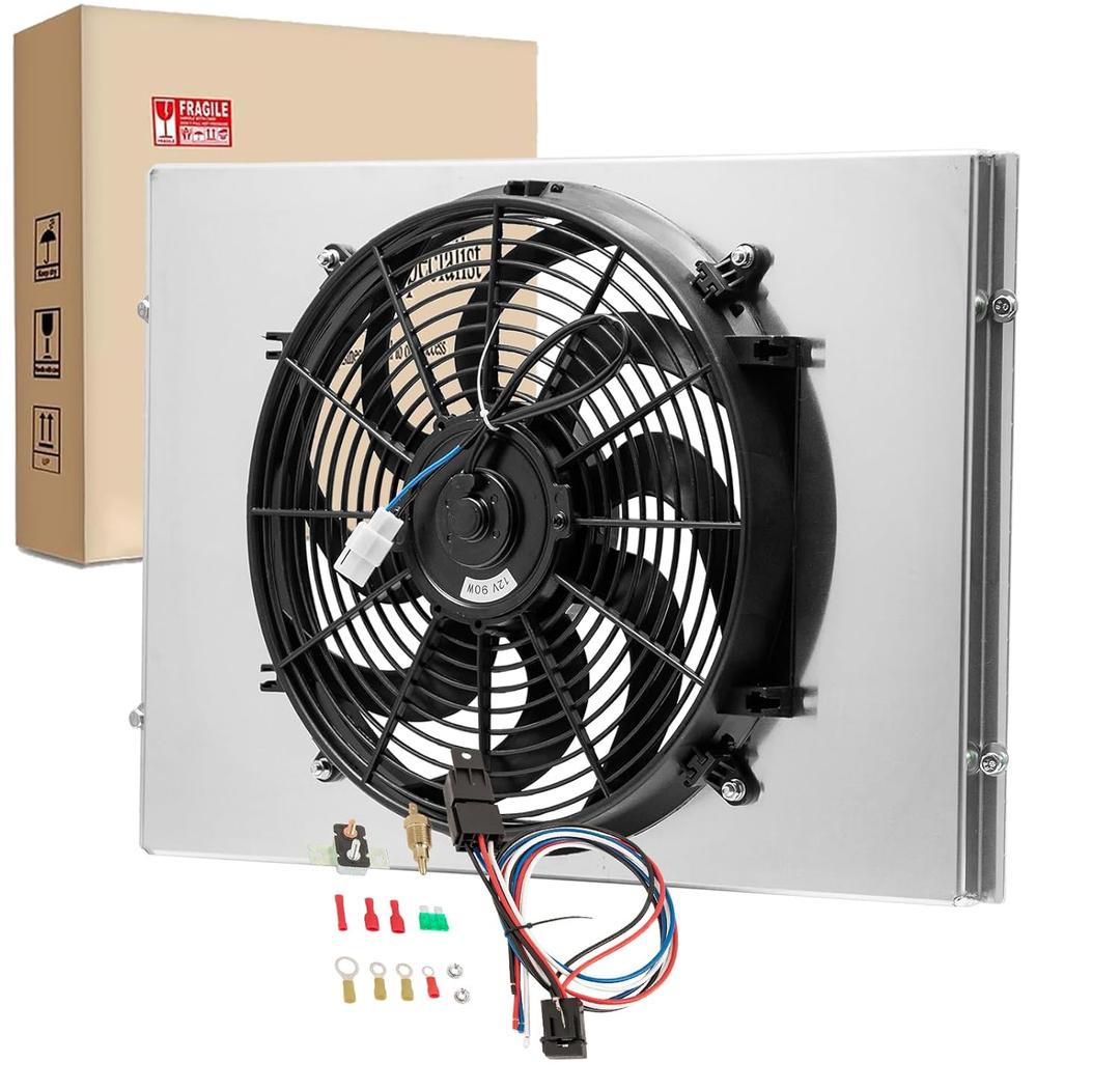 Radiator Shroud Electric Fan for 1962-1967 63 Chevy Nova Chevy II L6 V8 Aluminum Radiator Shroud Fan