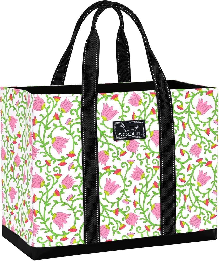 SCOUT Original Deano Tote Large - Durable Lightweight Open Top Beach, Pool & Lake Bag, Inside Zip Pocket, Folds Flat (Late Bloomer)