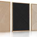 Ausril 3 Pcs Neutral Abstract Framed Wall Art, Mid Century Modern Canvas Wall Decor, Boho Geometric Line Wall Painting, Beige Minimalist Textured Art Print for Living Room Bedroom Office - 24x36inch