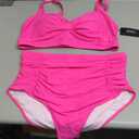 Daci Women's Plus Size Bikini Sets - High Waisted Two-Piece Swimsuits with Tummy Control Pink 18W
