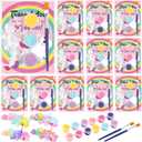 ForraFun 24 Sets Unicorn Party Favors Valentines Day Gift with 24 Pcs 3D Printed Unicorn Coloring Small Figures Charm Craft 24 Brushes and Cards for DIY Painting Kit Birthday Valentines Party Supplies