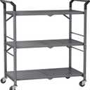 SNTD 3 Tier Rolling Utility Cart - Metal Cart with Wheels Heavy Duty Serving Cart Shelf for Kitchen, Garage, Grey, SN-NMZDTC-JYK-3T
