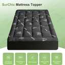 Twin Size Mattress Topper Viscose Derived from Bamboo, Soft Thick Pillow Top Mattress Pad Cover for Back Pain, Cooling Mattress Protector with 8-21 Inch Deep Pocket, Dark Grey