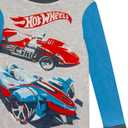 Hot Wheels 4 Piece Boys Pajama Set - Long Sleeve Shirt & Pants Soft Tight Fit PJs, Kids Toddler Sleepwear - Official License, 4, Blue