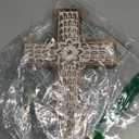 EDHAS Mango Wood White Cross Carved Floral-Design Family Cross Decor,Home Decoration (10" x 6" x 0.5")