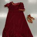 Mother Gothel Costume Women Red Velvet Renaissance Dress Evil Witch Halloween Cosplay Outfits with Earrings Belt (X-Large)