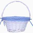 Oypeip Easter Basket Gift Basket Oval Willow Round Wicker Storage Basket With One Drop Down Handle Easter Baskets for Kids Fabric Cotton Linen For Office, Bedroom, Closet, Toys