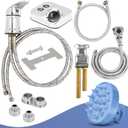 LukLoy Shampoo Bowl Sprayer Hose Replacement with Faucet Vacuum Breaker Kit Hair Shampoo Brush, 1/4" Nut Professional Salon Sink Stainless Steel Hose for Sink Bed