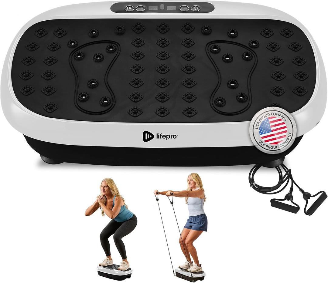 Lifepro HexaPlate Lite Compact Vibration Plate with Magnetic Acupoints | 10 Preset Programs, 99 Speed Levels, Resistance Bands — Vibrating Plate for Lymphatic Drainage, Full-Body Workout, Home Gy, 3.7 lbs and 21.7 × 13.4 × 5.9 in 