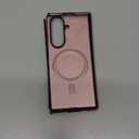 Magnetic Kicstand for Samsung Galaxy Z Fold 7 Case Compatible with MagSafe Charging Ultra Slim Premium Leather Invisible Stand Military Grade Drop Protection Shockproof Case, Rose Gold