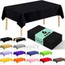 6 Pack Premium Disposable Plastic Tablecloth 54" x 108" Party Table Cloths Disposable for 6 to 8 Foot Tables Indoor or Outdoor Parties Birthdays Weddings Christmas Anniversary Buffet Table (Black)