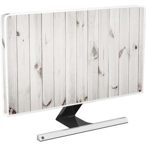 Baocicco Rustic White Brown Wood Board Monitor Dust Cover 22, 23, 24, 25 Inch Full Body Cover for Computer Screen Panel Case Computer Sleeve Compatible with iMac 24, 22-25 PC, Desktop and TV