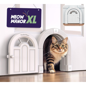 Purrfect Portal Meow Manor XL Interior Cat Door No-Flap Pet Door for Interior Doors, Easy DIY Installation, Cat Door for Cats up to 30 lbs, White
