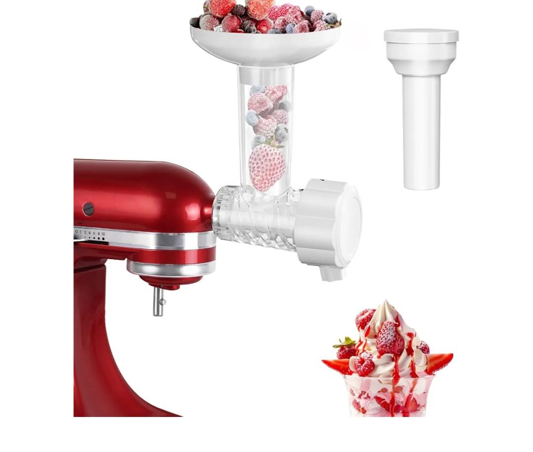 Frozen Fruit Soft Serve Maker for Kitchenaid Mixer, Dairy-Free Ice Cream Maker Attachment, Frozen Yogurt and Dessert Machine, Dishwasher Safe