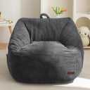 MAXYOYO Kids Bean Bag Chair, Bean Bag Couch with Handle, Comfy Toddler Chair for Boys and Girls, Accent Sofa Chair with Pocket for Gaming Reading Relaxing, Dark Grey