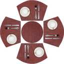 SHACOS Small Round Table Placemats Set of 5 Woven Vinyl Wedge Placemats with Centerpiece Round Table Mats Heat Resistant Wipe Clean (5, Burgundy Red)