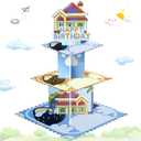 Blue Dog Birthday Party Cake Stand 3 Tier Blue Dog Theme Cupcake Stand Dessert Tower Holder for Baby Shower Birthday Cake Table Dessert Tower Decorations