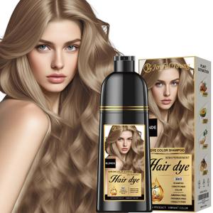 Natural Hair Dye Shampoo 3 IN 1, Hair Color for Gray Hair Coverage, Hair Coloring Shampoo for Women, Color Shampoo Beard Dye for Men, Vegan Ammonia Free Hair Shampoo, Medium Blonde 