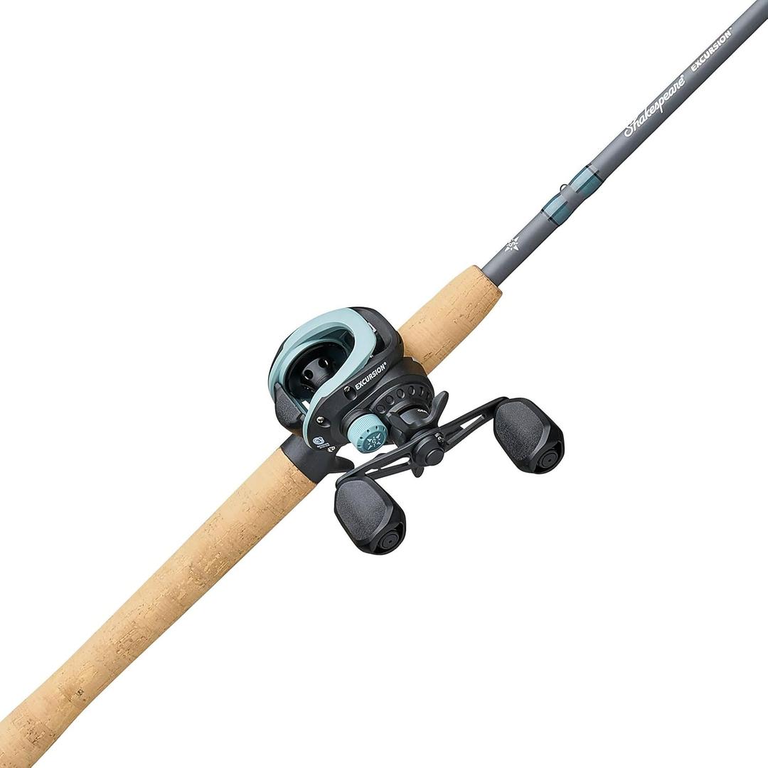 Shakespeare Excursion Low Profile Baitcast Reel and Fishing Rod Combo (7' - Medium Heavy - 3pc - Right)