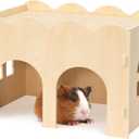 Bifeaw Guinea Pig Hideout, Natural Wooden Chew Proof Hideaway Hut for Small Pets (Guinea Pig)