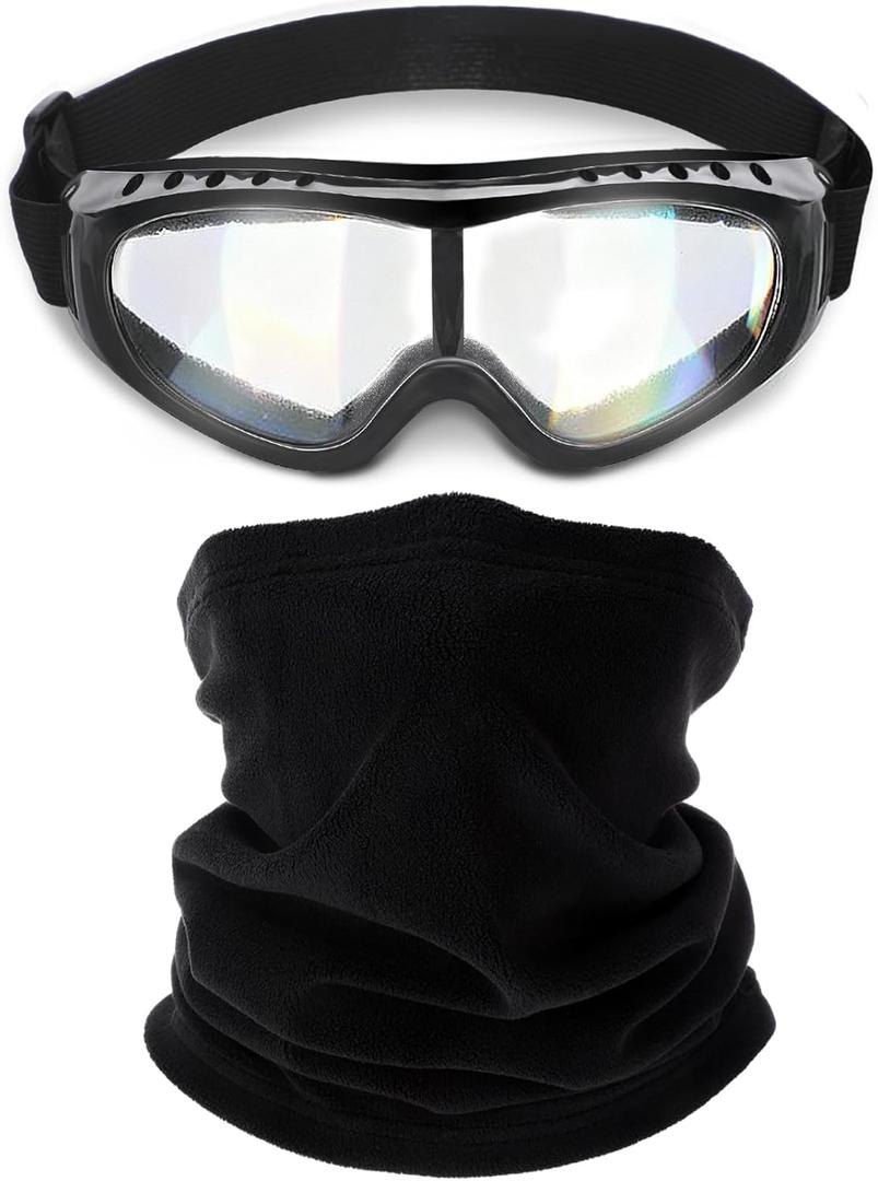2 Pack Winter Neck Warmer Gaiter with Snow Ski Goggles Snowboard Motorcycle Goggles with Fleece Windproof Face Mask for Men Women Skiing Fishing Hiking Cycling