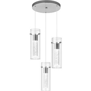 Pendant Ceiling Light Fixture for Kitchen Island, Chrome Pendant Light Integrated LED Hanging Light with Crystal Bubble Glass Pendant Light Modern Pendant Lights Kitchen Island (3-Light)