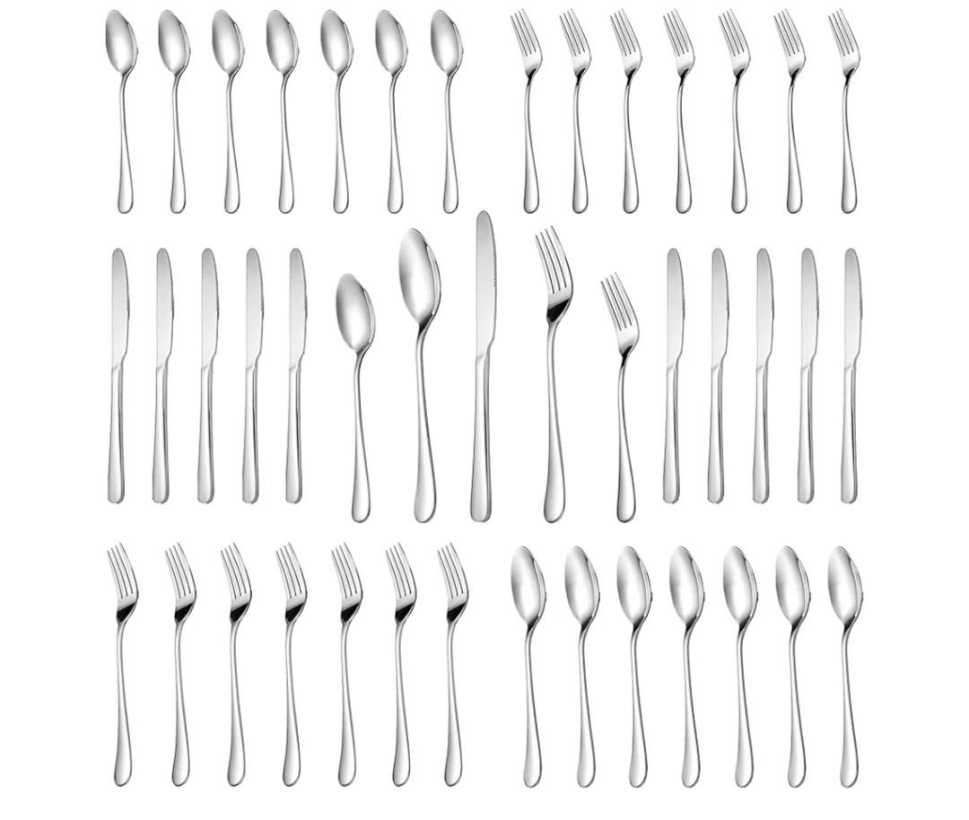 30 Pcs Black Silverware Set, Stainless Steel Flatware Set Service for 6, Mirror Polished Cutlery Utensil Set, Durable Home Kitchen Eating Tableware Set, Include Fork Knife Spoon Set, Dishwasher Safe