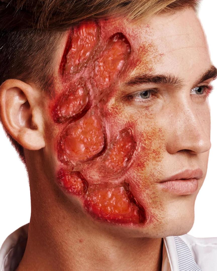 Libima Halloween Prosthetics Mask Burn Nightmare Scary Killer Costume Halloween Costume Latex Wounds Scary Mask Halloween Prosthetic Accessories with Face Paint Makeup Adhesive Glue and Fake Blood